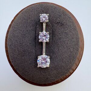 VTG Sterling Silver 925 Cubic Zirconia Prong Set Line Pendant Size 1" Length